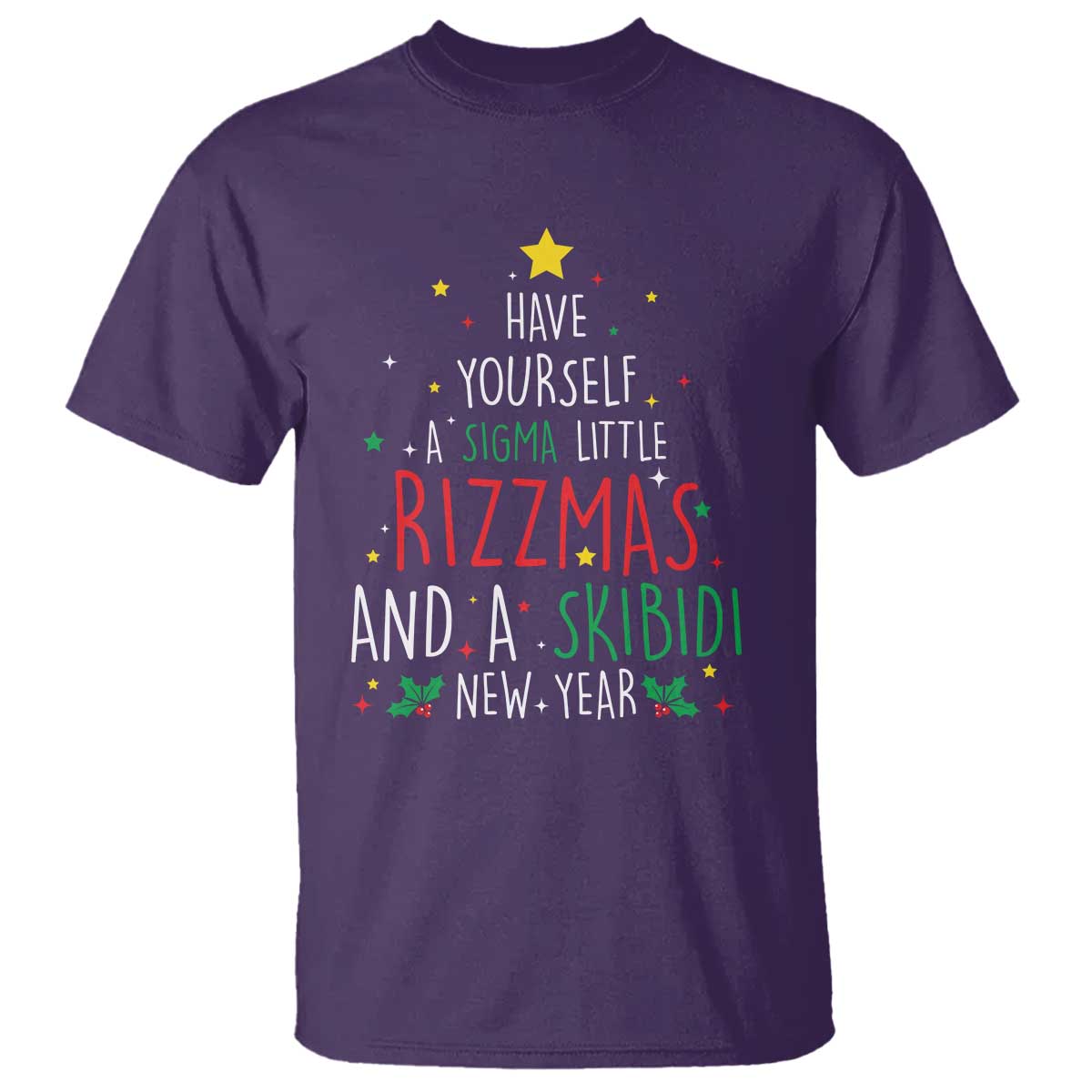 Funny Xmas T Shirt Have Yourself A Sigma Little Rizzmas And A Skibidi New Year - Wonder Print Shop