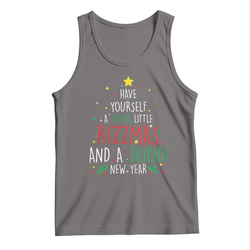 Funny Xmas Tank Top Have Yourself A Sigma Little Rizzmas And A Skibidi New Year