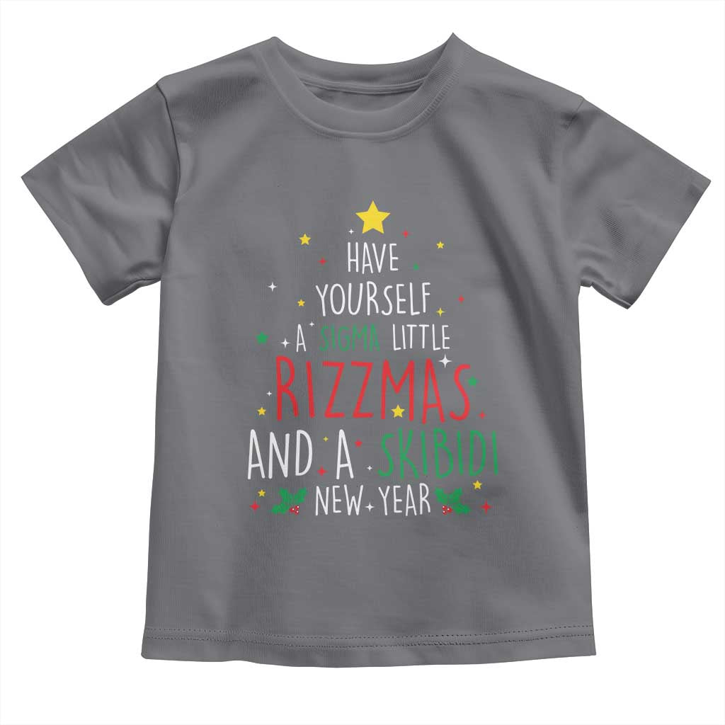 Funny Xmas Toddler T Shirt Have Yourself A Sigma Little Rizzmas And A Skibidi New Year