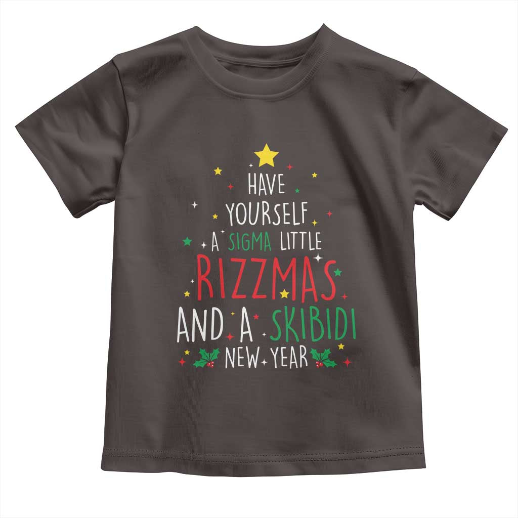 Funny Xmas Toddler T Shirt Have Yourself A Sigma Little Rizzmas And A Skibidi New Year
