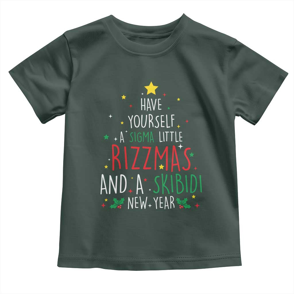 Funny Xmas Toddler T Shirt Have Yourself A Sigma Little Rizzmas And A Skibidi New Year