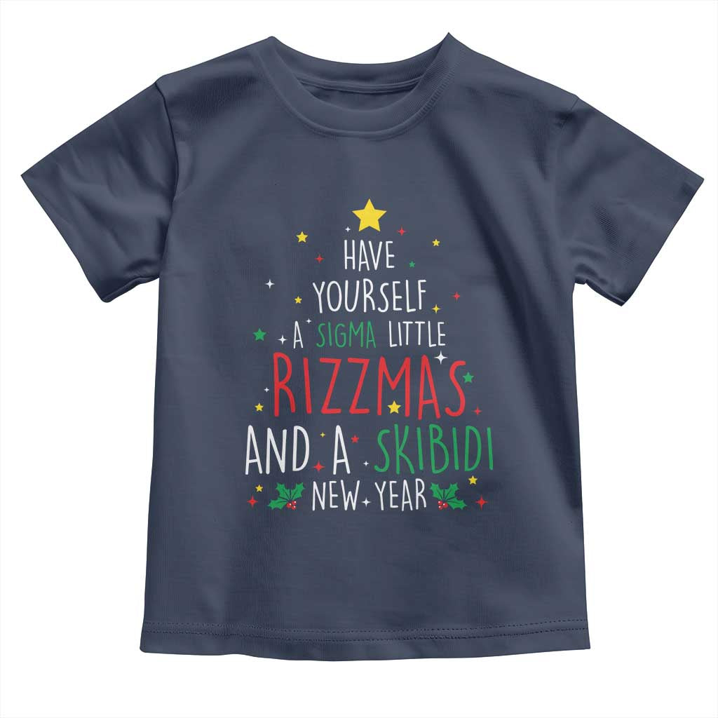 Funny Xmas Toddler T Shirt Have Yourself A Sigma Little Rizzmas And A Skibidi New Year