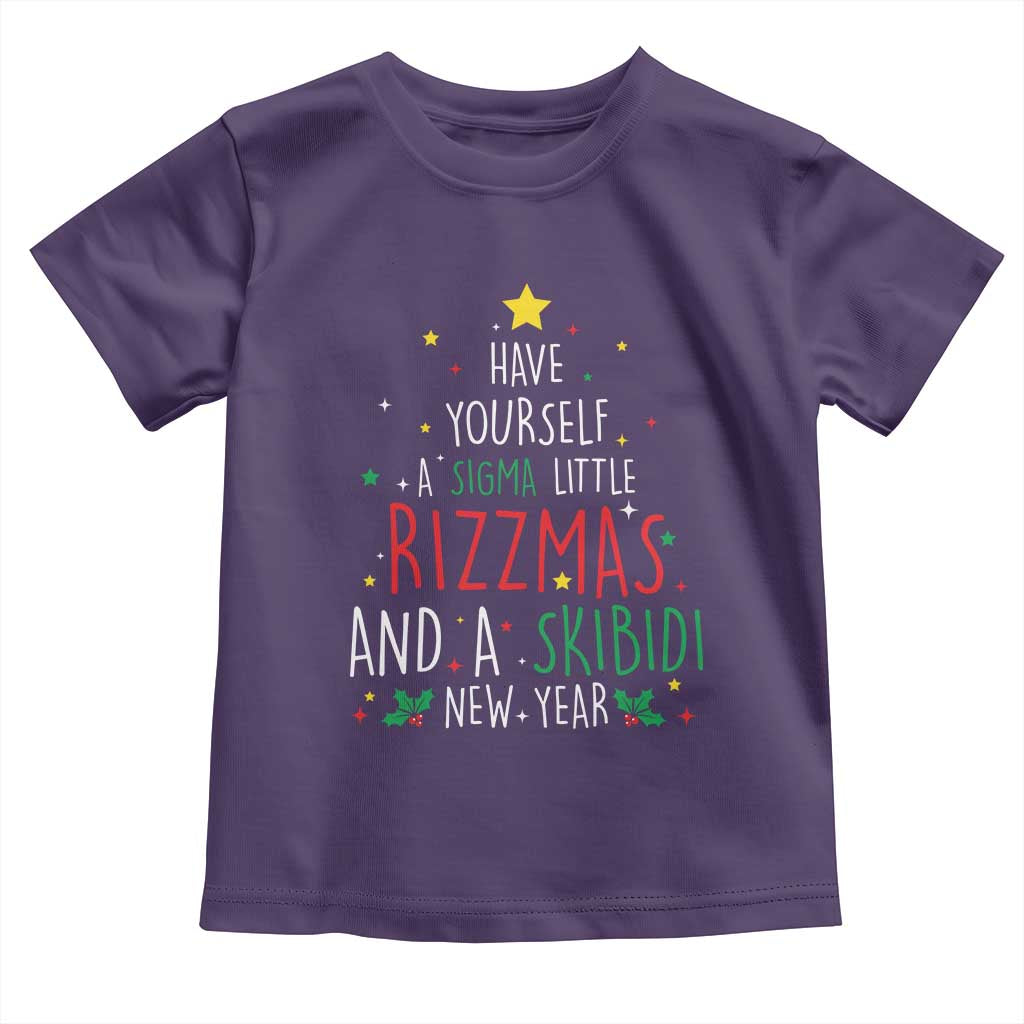 Funny Xmas Toddler T Shirt Have Yourself A Sigma Little Rizzmas And A Skibidi New Year