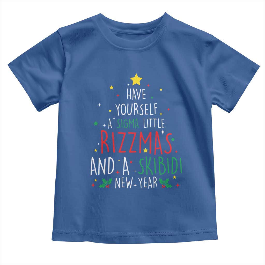 Funny Xmas Toddler T Shirt Have Yourself A Sigma Little Rizzmas And A Skibidi New Year