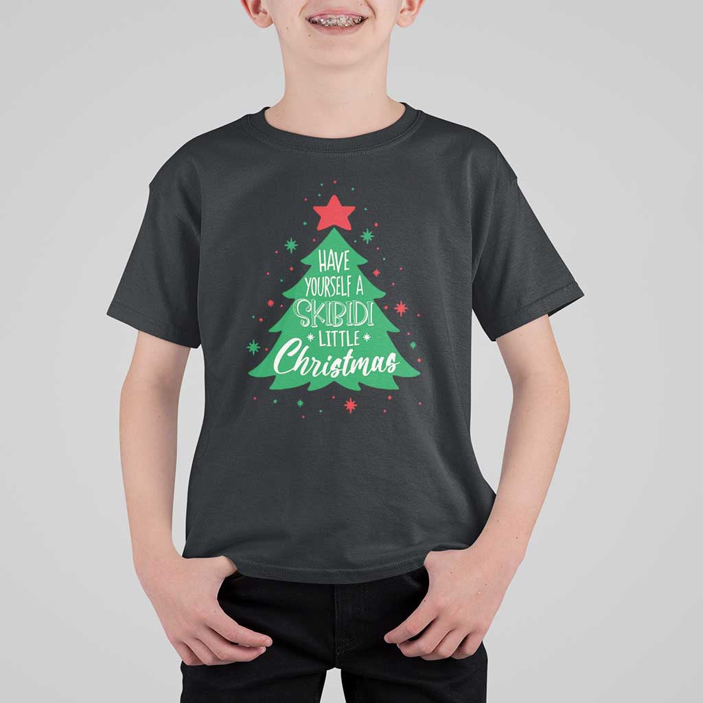 Funny Xmas T Shirt For Kid Have Yourself A Skibidi Little Rizzmas - Wonder Print Shop