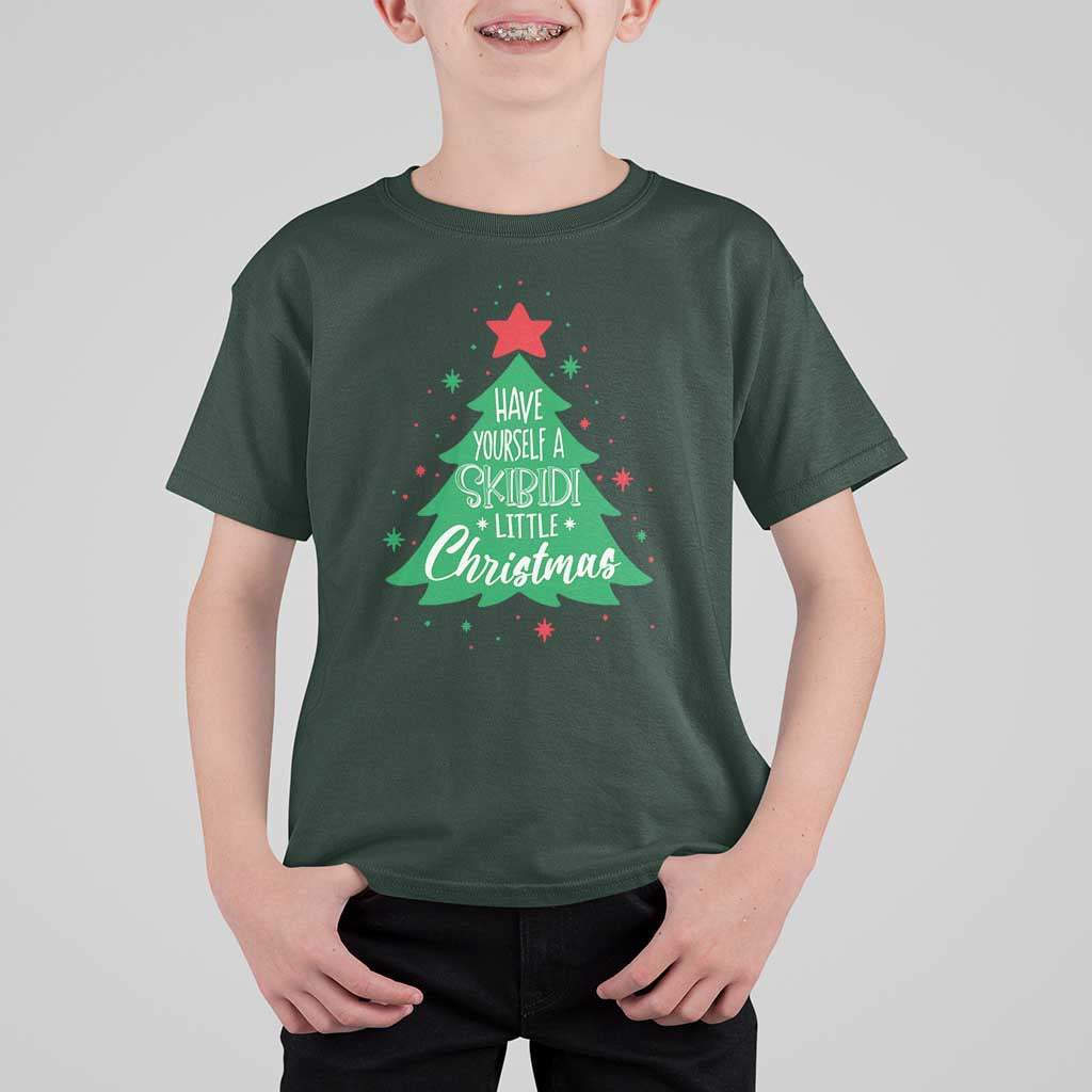 Funny Xmas T Shirt For Kid Have Yourself A Skibidi Little Rizzmas - Wonder Print Shop