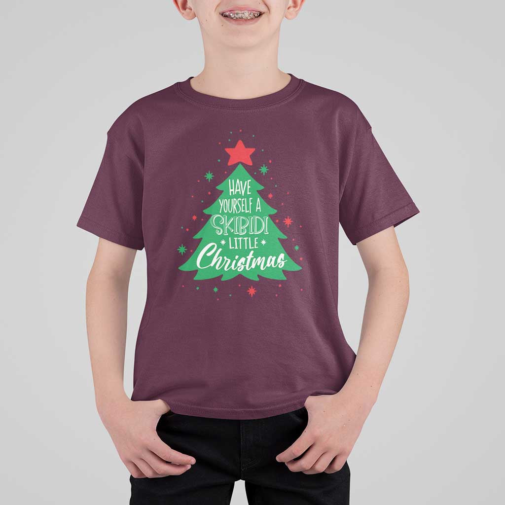 Funny Xmas T Shirt For Kid Have Yourself A Skibidi Little Rizzmas - Wonder Print Shop