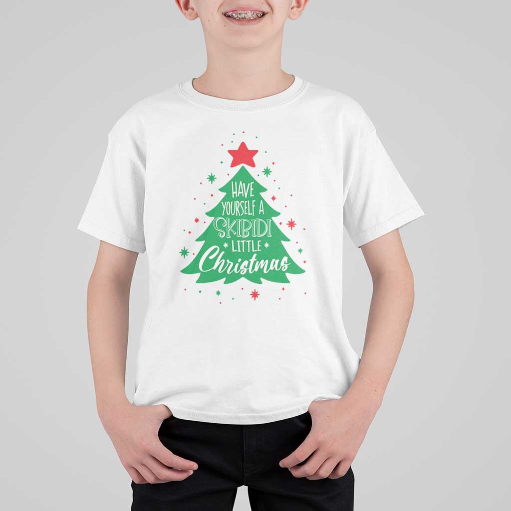 Funny Xmas T Shirt For Kid Have Yourself A Skibidi Little Rizzmas - Wonder Print Shop