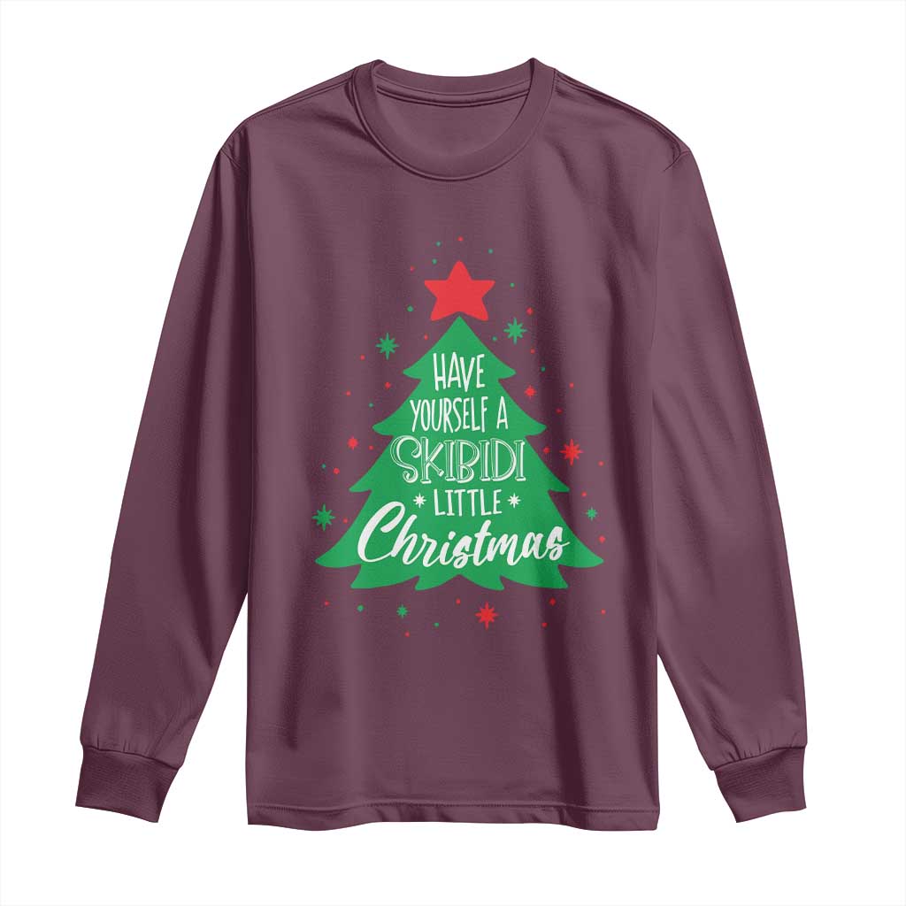Funny Xmas Long Sleeve Shirt Have Yourself A Skibidi Little Rizzmas