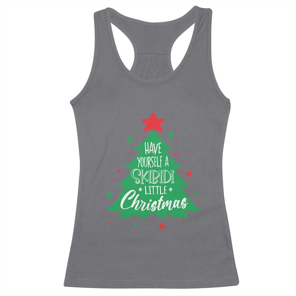 Funny Xmas Racerback Tank Top Have Yourself A Skibidi Little Rizzmas