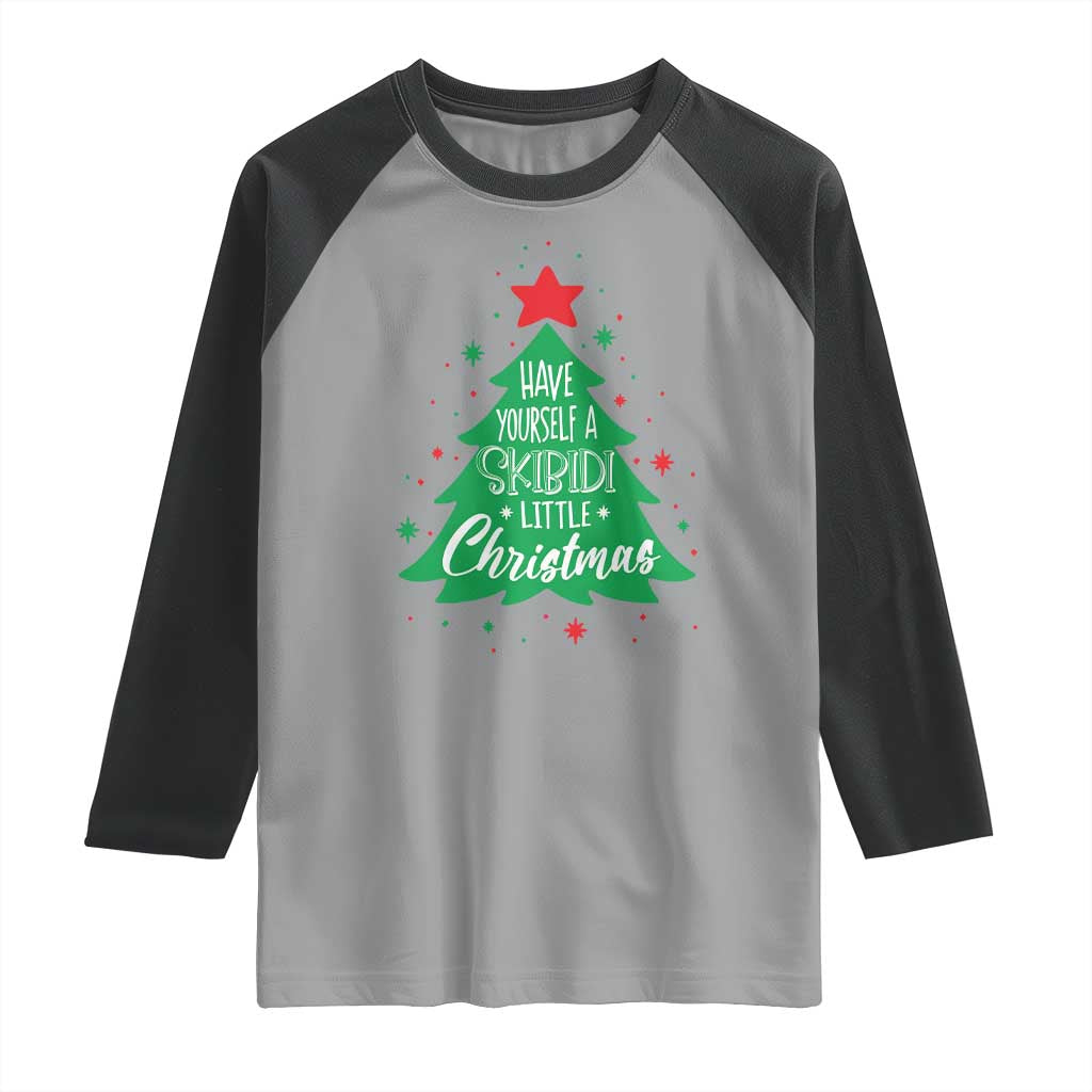 Funny Xmas Raglan Shirt Have Yourself A Skibidi Little Rizzmas
