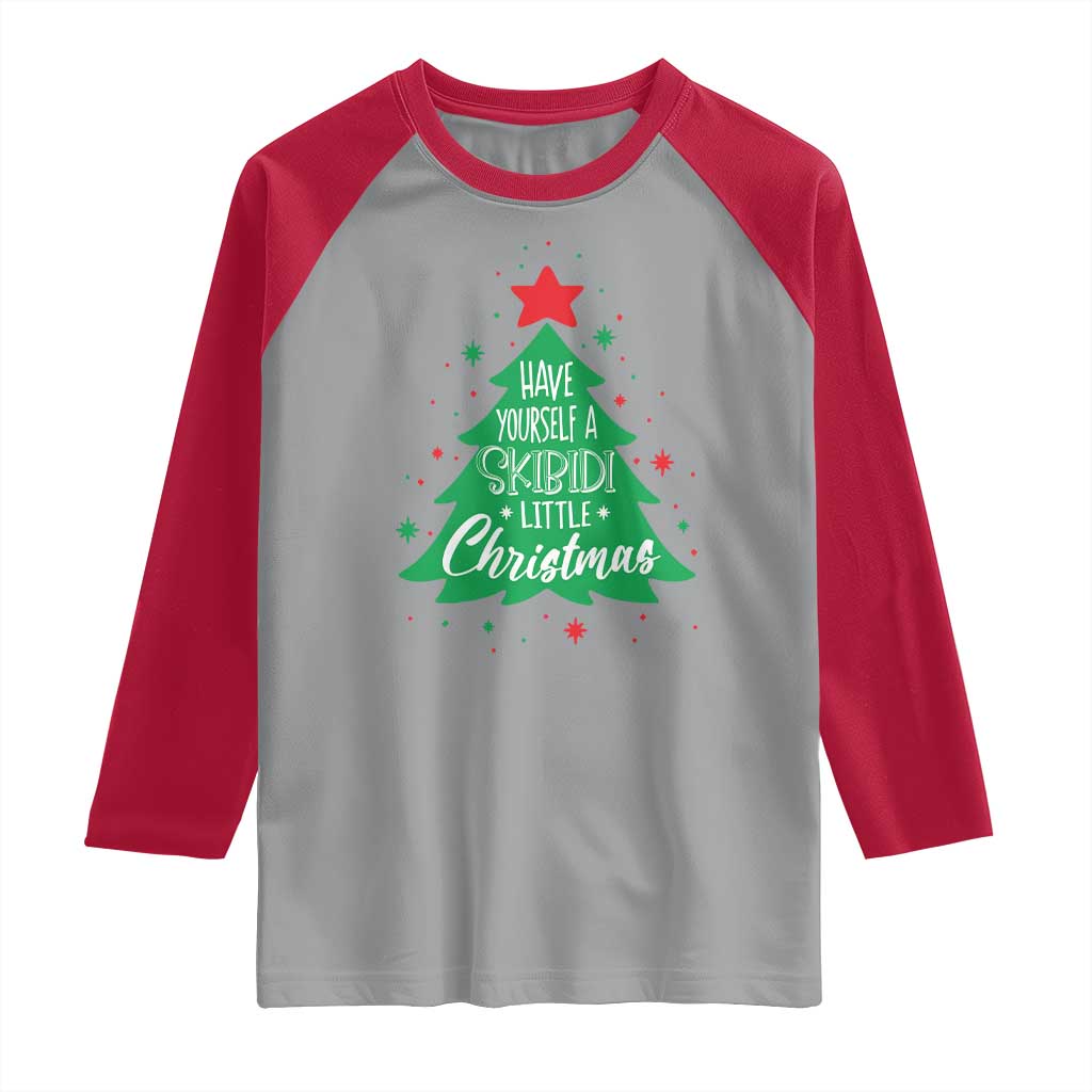Funny Xmas Raglan Shirt Have Yourself A Skibidi Little Rizzmas