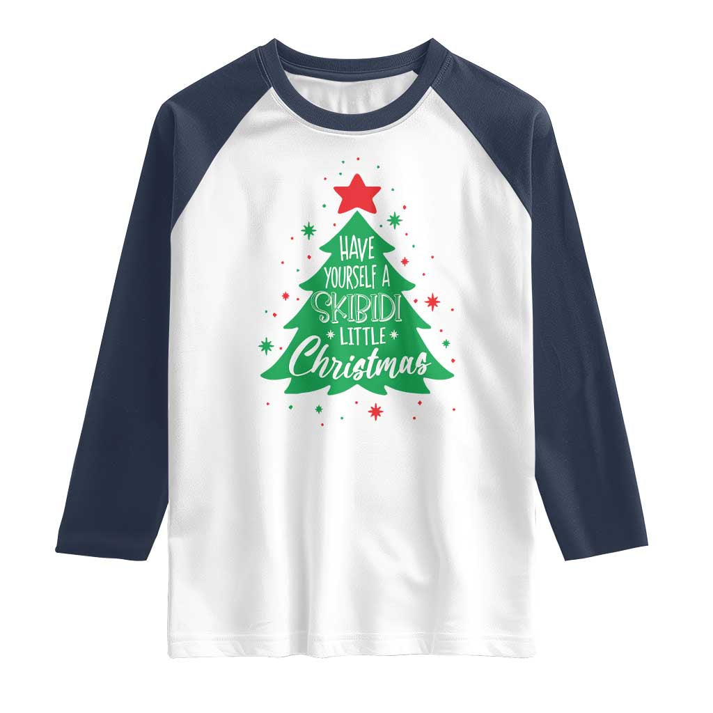 Funny Xmas Raglan Shirt Have Yourself A Skibidi Little Rizzmas