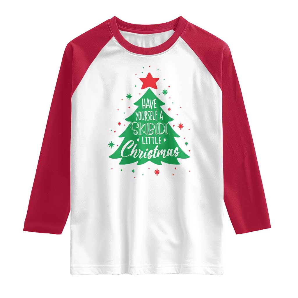 Funny Xmas Raglan Shirt Have Yourself A Skibidi Little Rizzmas
