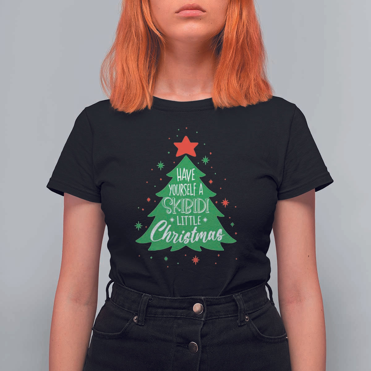 Funny Xmas T Shirt For Women Have Yourself A Skibidi Little Rizzmas - Wonder Print Shop