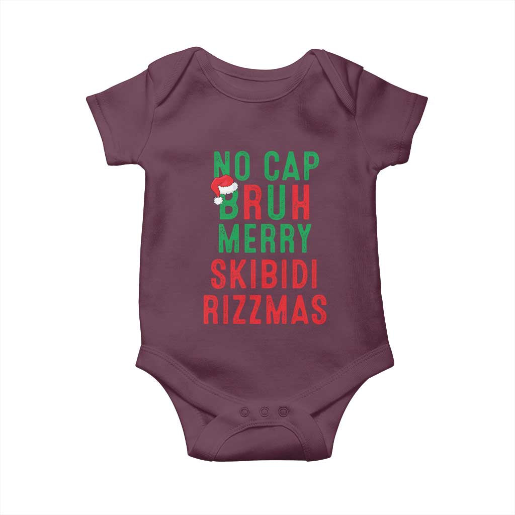 Funny Xmas Baby Onesie No Cap BRUH Merry Skibidi Rizzmas