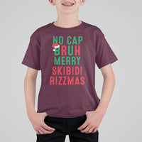 Funny Xmas T Shirt For Kid No Cap BRUH Merry Skibidi Rizzmas - Wonder Print Shop