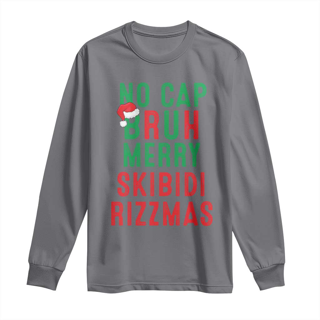 Funny Xmas Long Sleeve Shirt No Cap BRUH Merry Skibidi Rizzmas