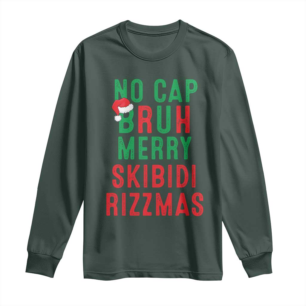 Funny Xmas Long Sleeve Shirt No Cap BRUH Merry Skibidi Rizzmas