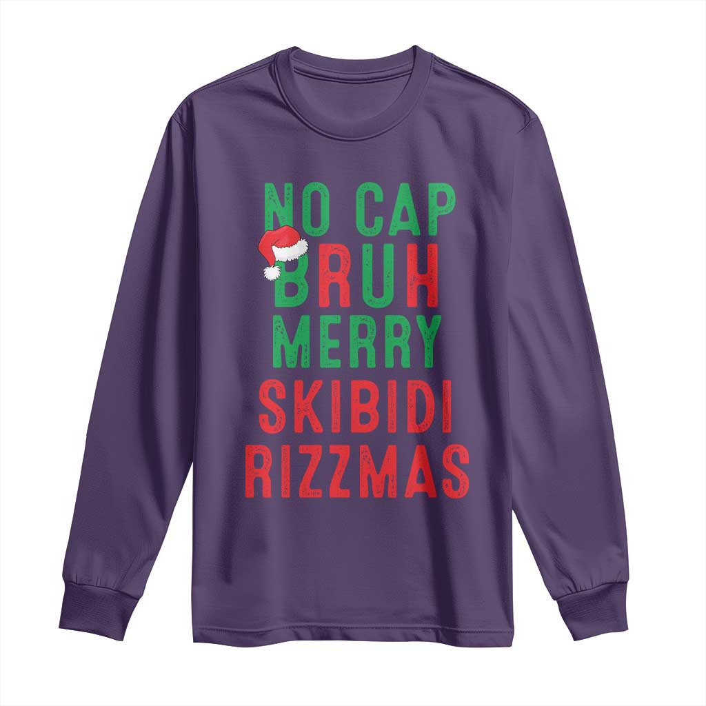Funny Xmas Long Sleeve Shirt No Cap BRUH Merry Skibidi Rizzmas