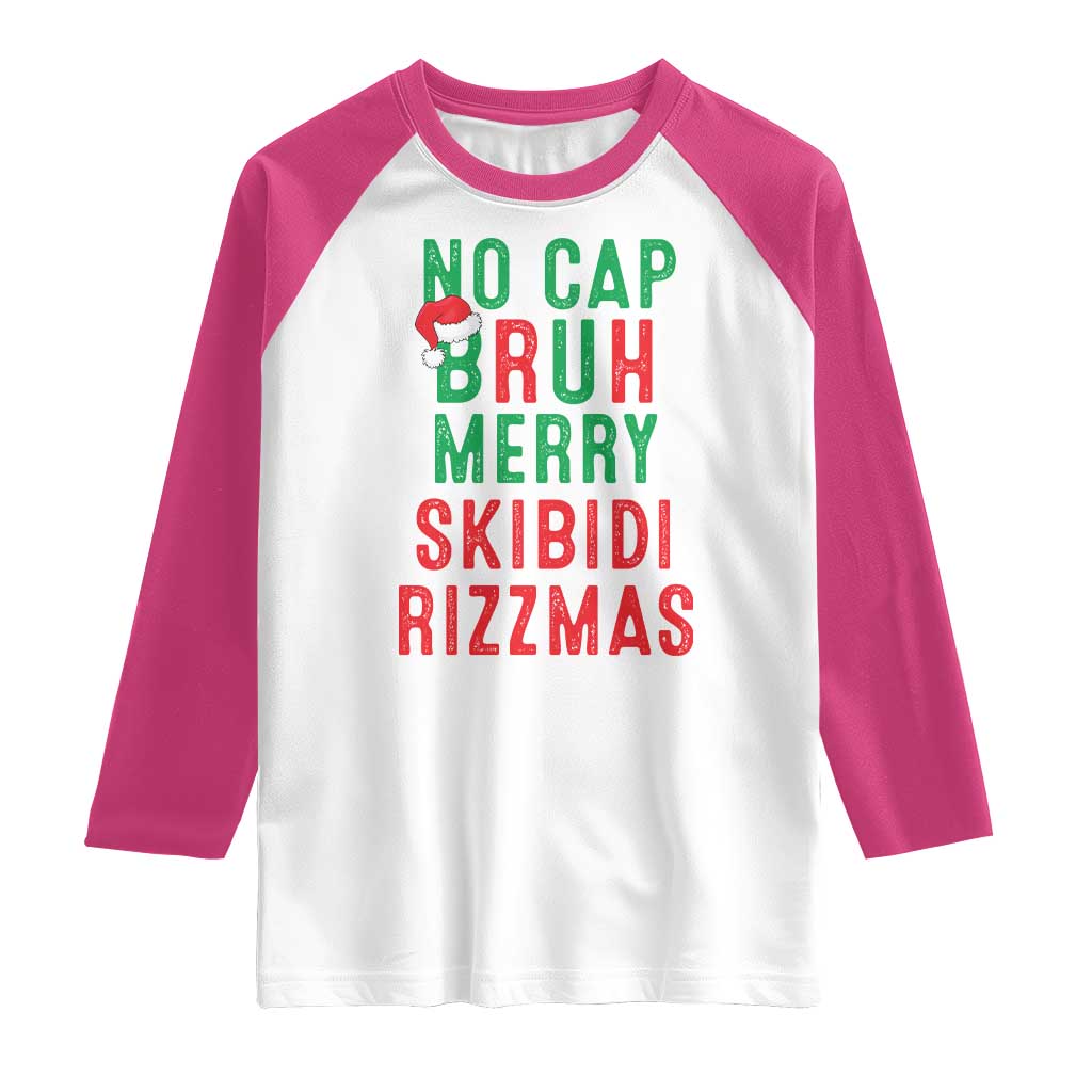 Funny Xmas Raglan Shirt No Cap BRUH Merry Skibidi Rizzmas