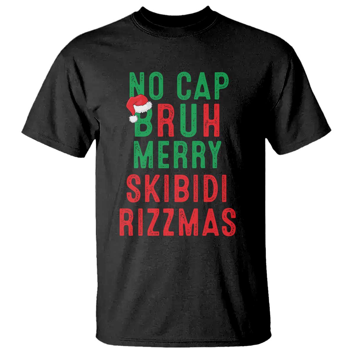 Funny Xmas T Shirt No Cap BRUH Merry Skibidi Rizzmas - Wonder Print Shop