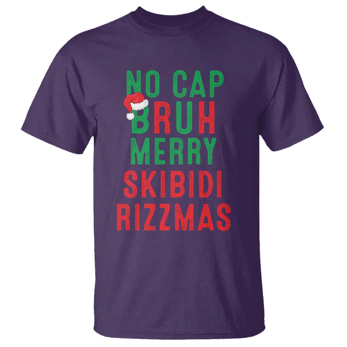 Funny Xmas T Shirt No Cap BRUH Merry Skibidi Rizzmas - Wonder Print Shop