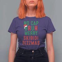 Funny Xmas T Shirt For Women No Cap BRUH Merry Skibidi Rizzmas - Wonder Print Shop