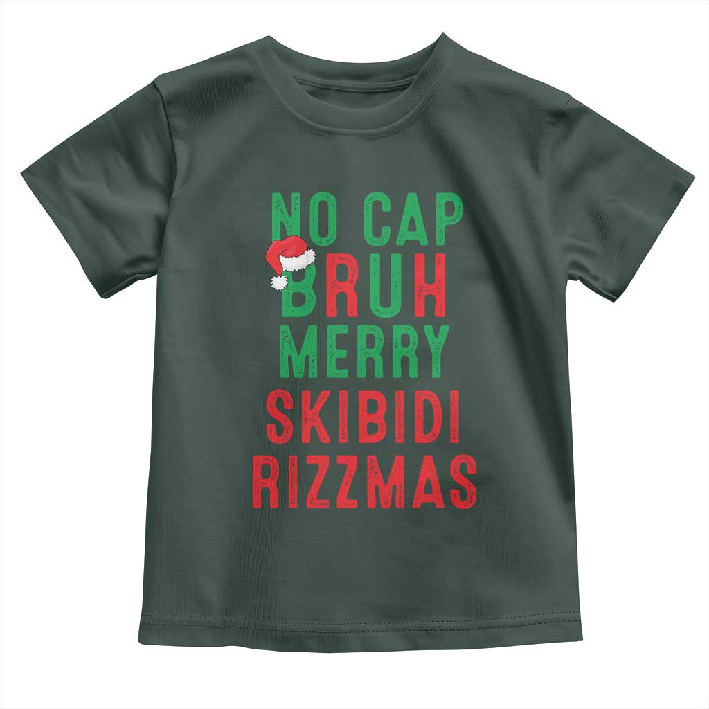 Funny Xmas Toddler T Shirt No Cap BRUH Merry Skibidi Rizzmas