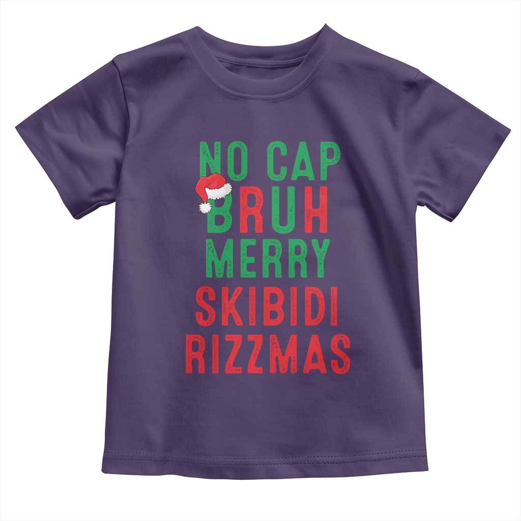 Funny Xmas Toddler T Shirt No Cap BRUH Merry Skibidi Rizzmas