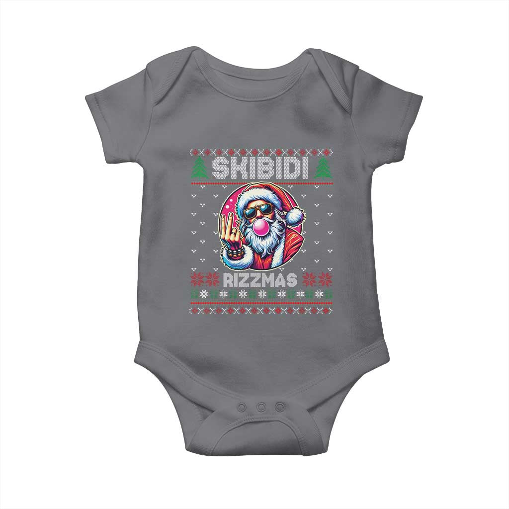 Funny Xmas Baby Onesie Skibidi Rizzmas Santa Bubble Gum