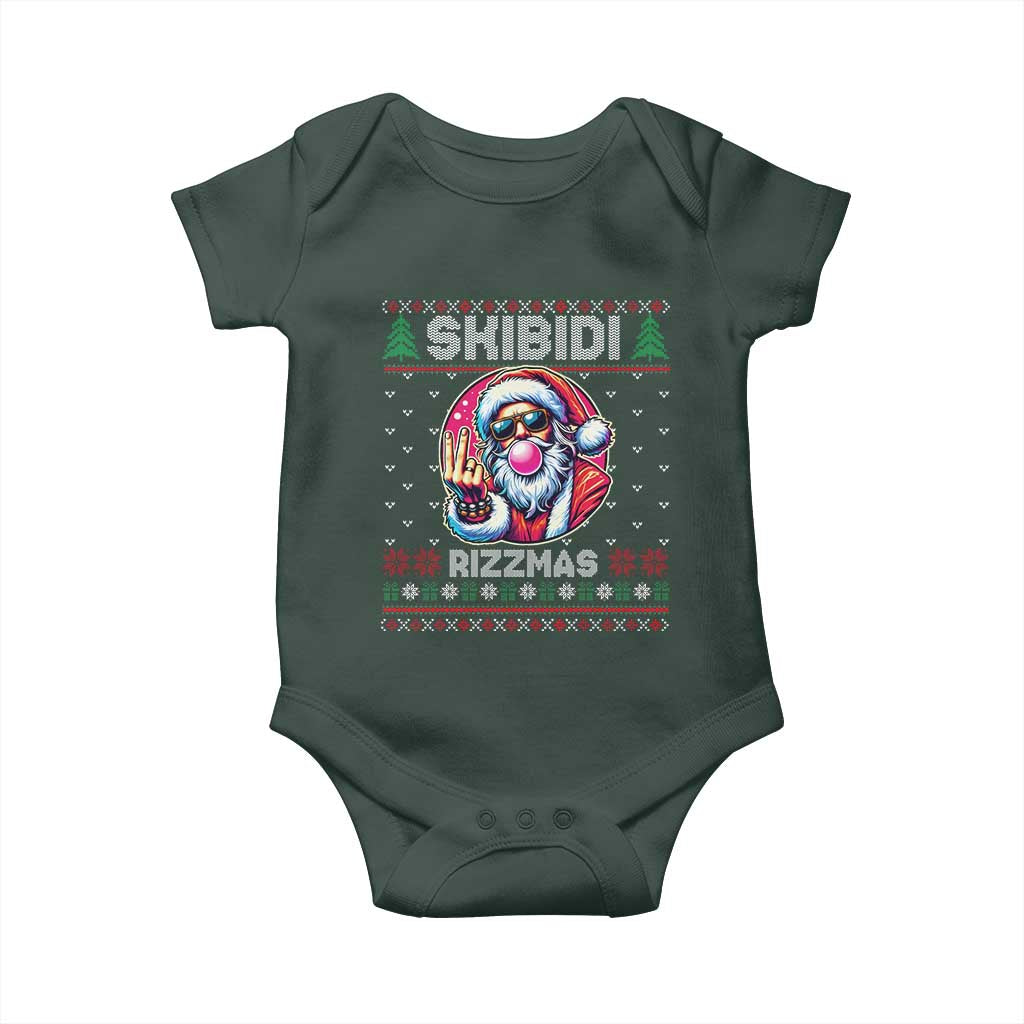 Funny Xmas Baby Onesie Skibidi Rizzmas Santa Bubble Gum