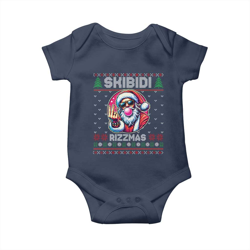 Funny Xmas Baby Onesie Skibidi Rizzmas Santa Bubble Gum
