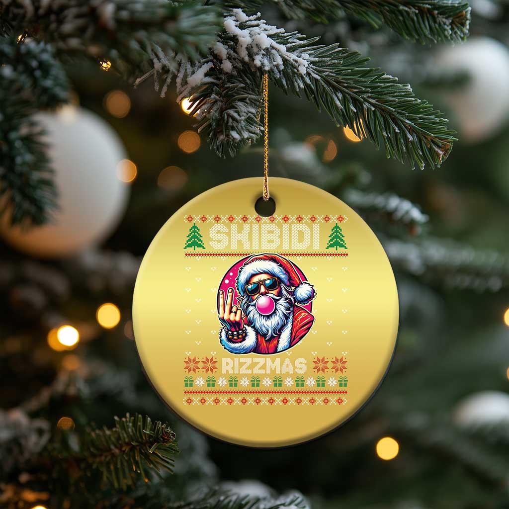 Funny Xmas Christmas Ornament Skibidi Rizzmas Santa Bubble Gum - Wonder Print Shop