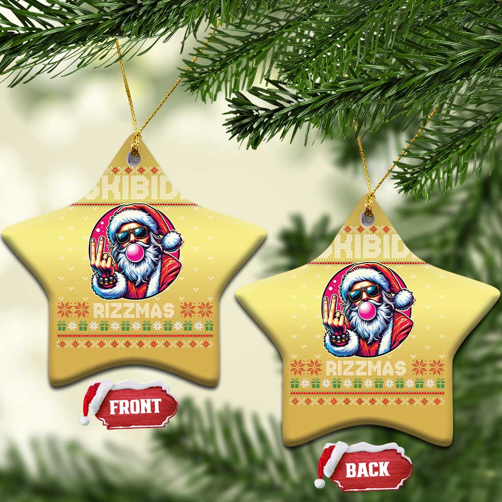 Funny Xmas Christmas Ornament Skibidi Rizzmas Santa Bubble Gum - Wonder Print Shop