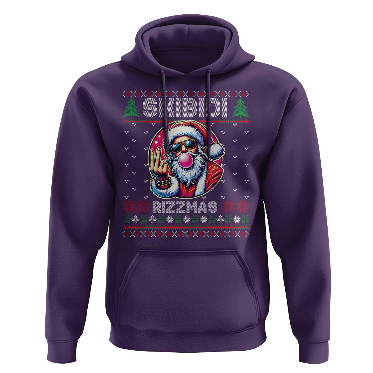 Funny Xmas Hoodie Skibidi Rizzmas Santa Bubble Gum