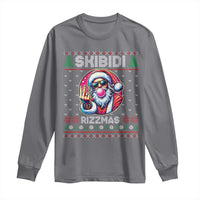 Funny Xmas Long Sleeve Shirt Skibidi Rizzmas Santa Bubble Gum