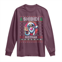 Funny Xmas Long Sleeve Shirt Skibidi Rizzmas Santa Bubble Gum