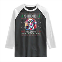 Funny Xmas Raglan Shirt Skibidi Rizzmas Santa Bubble Gum