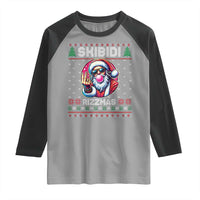 Funny Xmas Raglan Shirt Skibidi Rizzmas Santa Bubble Gum
