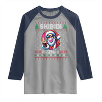 Funny Xmas Raglan Shirt Skibidi Rizzmas Santa Bubble Gum