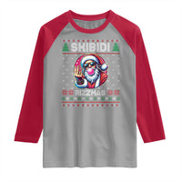 Funny Xmas Raglan Shirt Skibidi Rizzmas Santa Bubble Gum