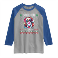 Funny Xmas Raglan Shirt Skibidi Rizzmas Santa Bubble Gum