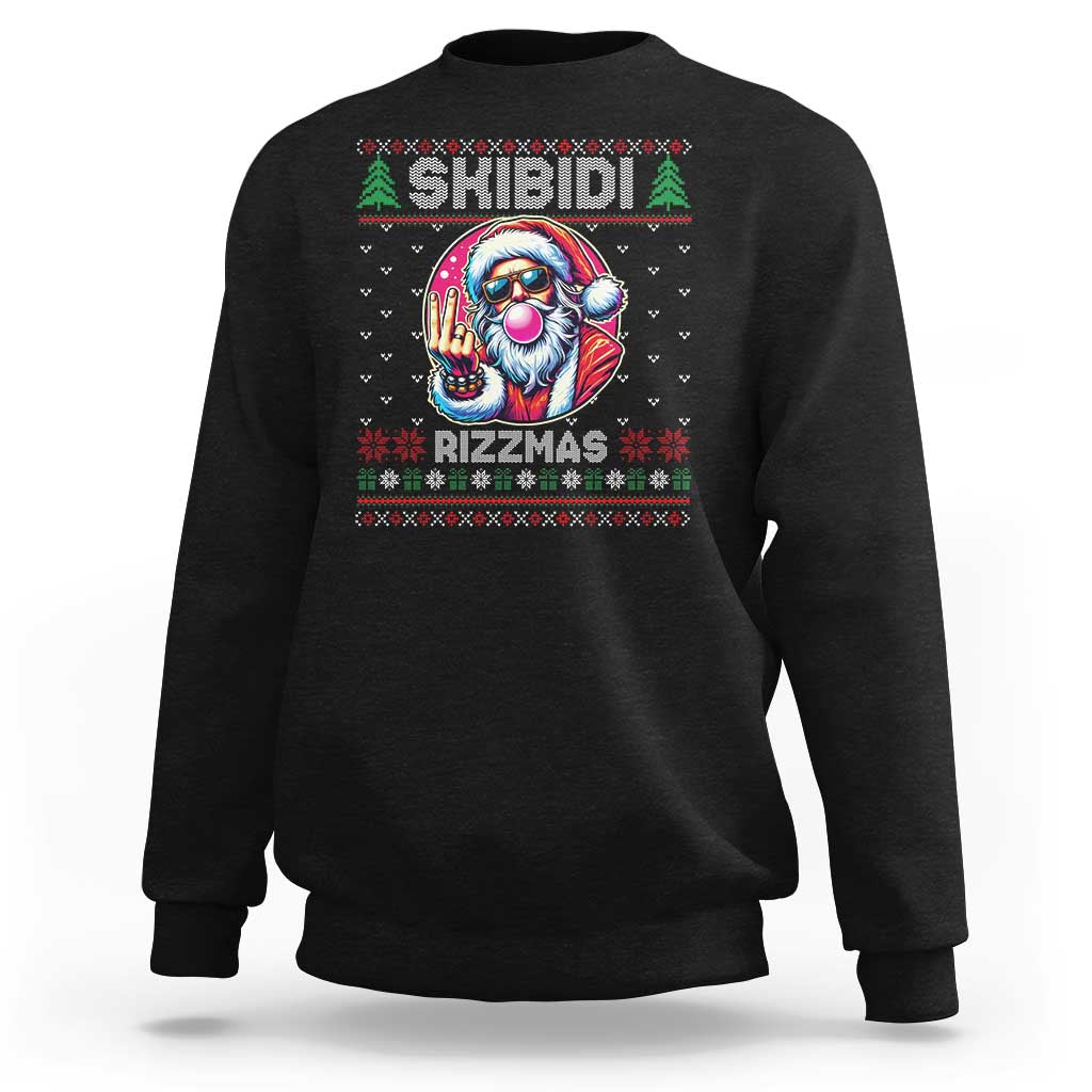 Funny Xmas Sweatshirt Skibidi Rizzmas Santa Bubble Gum - Wonder Print Shop