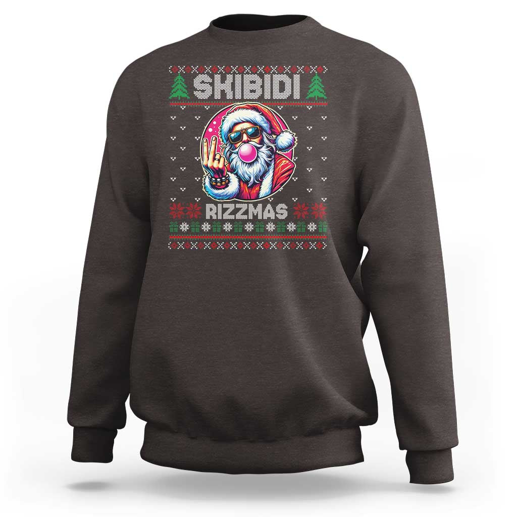 Funny Xmas Sweatshirt Skibidi Rizzmas Santa Bubble Gum - Wonder Print Shop