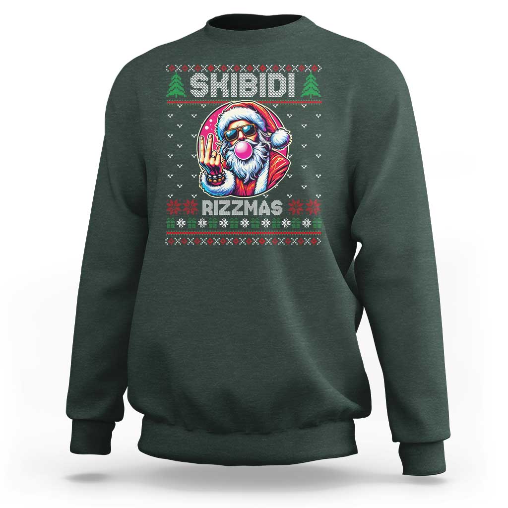 Funny Xmas Sweatshirt Skibidi Rizzmas Santa Bubble Gum - Wonder Print Shop