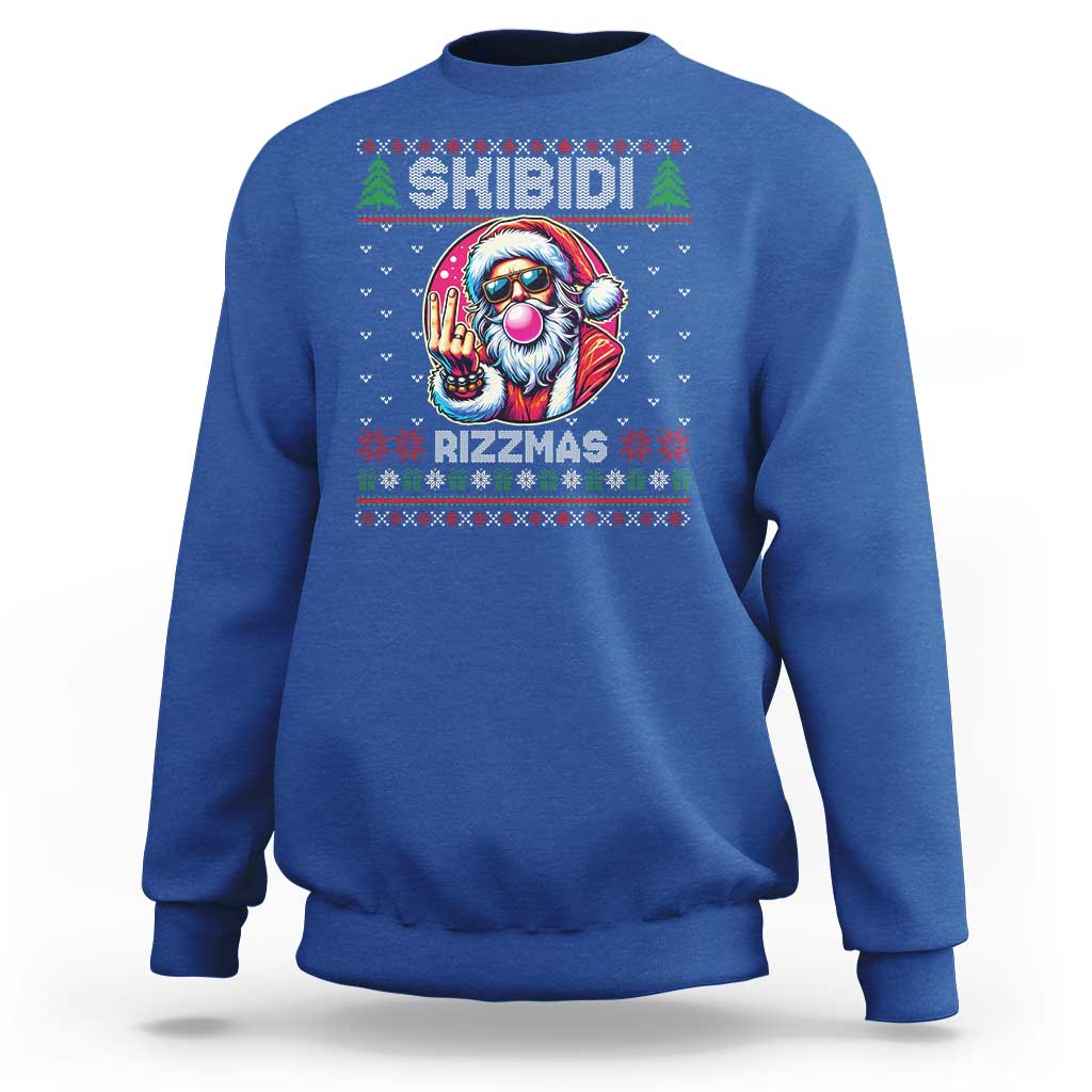 Funny Xmas Sweatshirt Skibidi Rizzmas Santa Bubble Gum - Wonder Print Shop