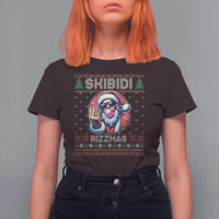 Funny Xmas T Shirt For Women Skibidi Rizzmas Santa Bubble Gum - Wonder Print Shop