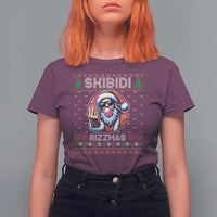 Funny Xmas T Shirt For Women Skibidi Rizzmas Santa Bubble Gum - Wonder Print Shop