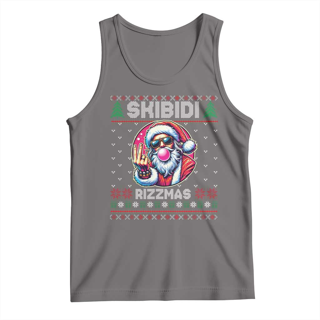 Funny Xmas Tank Top Skibidi Rizzmas Santa Bubble Gum